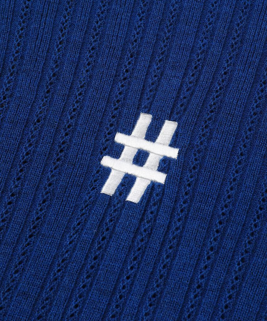 BEENTRILL Short Sleeve Cable Collar Comfort Fit Knit (Dark Blue)