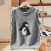 Thickened Pure Wool Penguin Jacquard Round Neck Sleeveless Vest
