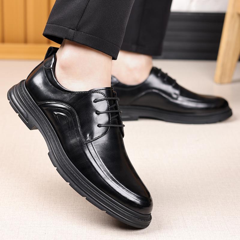 High End Brand Men's Genuine Leather Casual Shoes Thick Soled Wear-resistant Office Business Dress Shoes Men's Work Shoes
