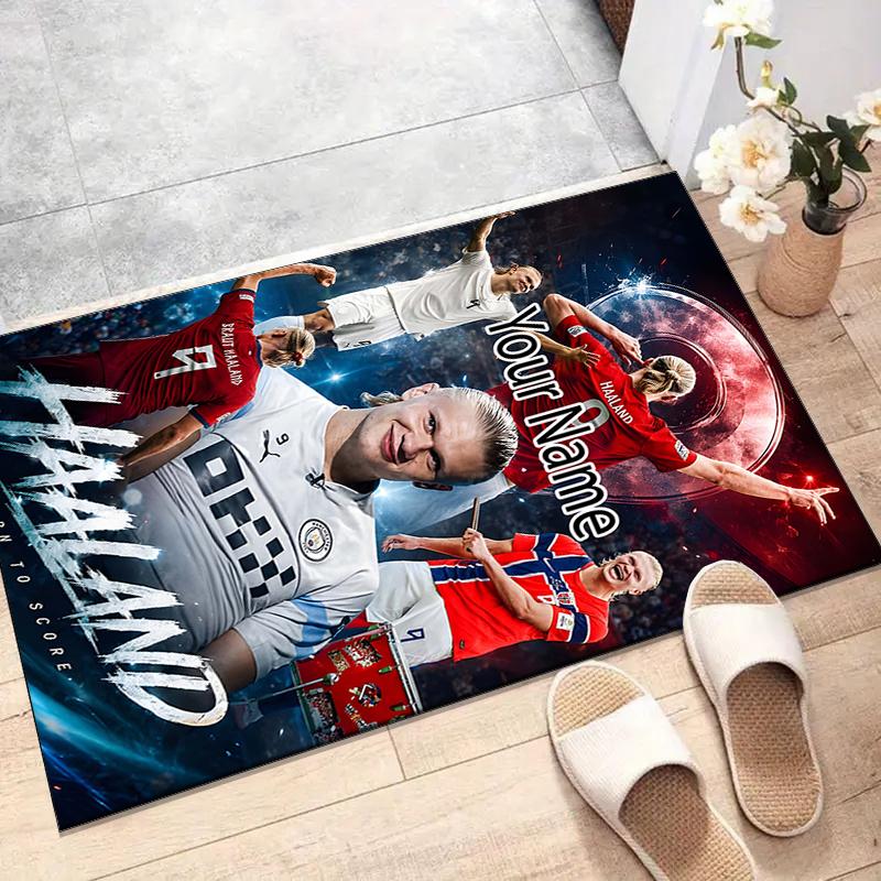 Haaland Design Area Rug Personalized Name- Non-Slip, Soft & Cozy Floor Mat for Living Room, Office - Indoor/Outdoor Carpet