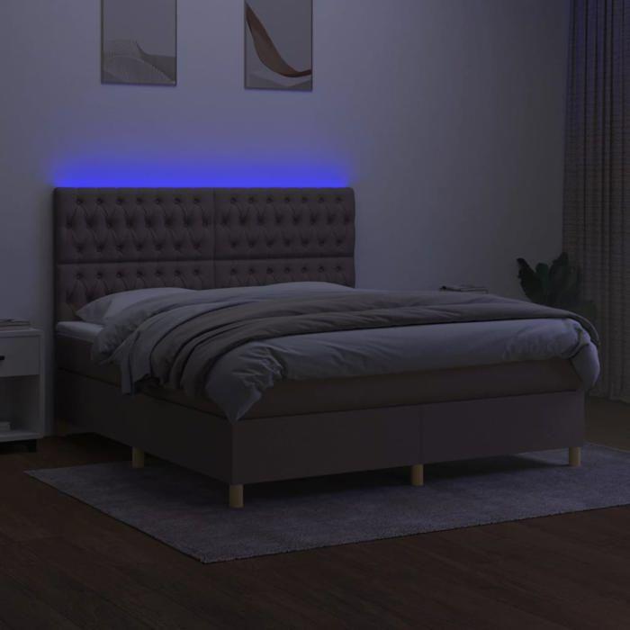 Maison Exclusive - Sommier à lattes de lit et matelas et LED Taupe 180x200cm Tissu