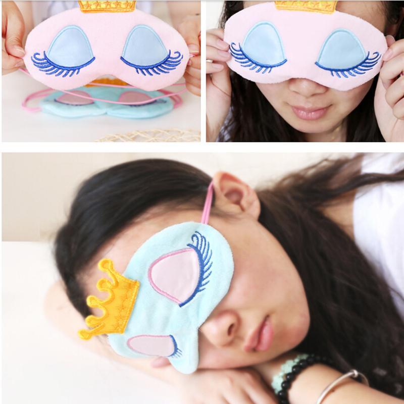 Cute Crown Long Eyelashes Sleeping Beauty Cartoon Shading Eye Mask Breathable Sleeping Eye Mask