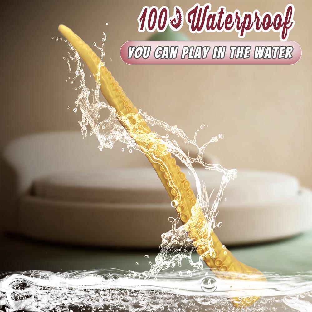 Golden Octopus Tentacle Anal Plug & Whip - Soft Dilator & Female Masturbator Toy