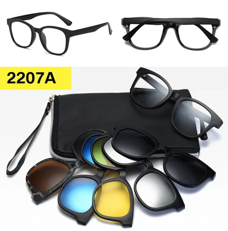 21 Stile Magnet mit 5 Clips Sonnenbrille Grauer Rahmen Individuelle Sehstärke Myopie 0 -0,5 -1 -1,5 -2 -3 -4 -5 -5,5 -6