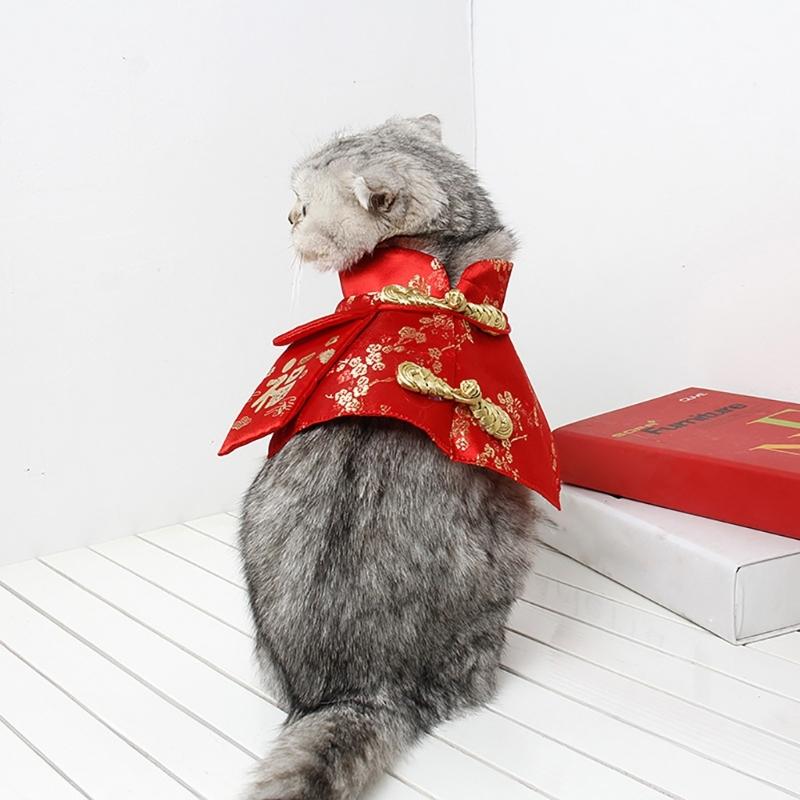 Katze Chinesisches Neujahr Kostüm Umhang Frühlingsfest Hundeumhang Verkleidung Kleidung Festkostüm Foto Outfit für Haustiere