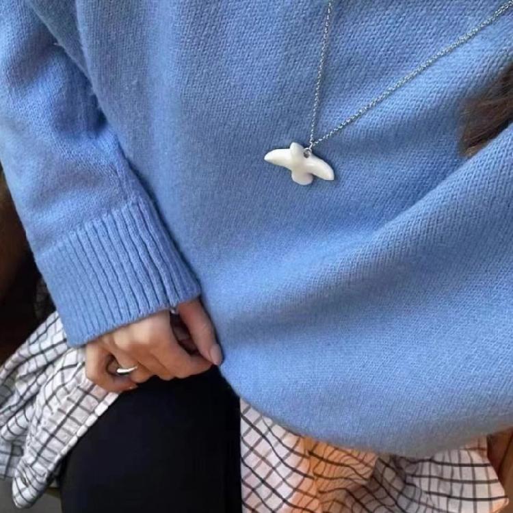 Stylish White Doves Pendant Necklace With Branch Accent Designed For Those Who Appreciate Individuality And Depth