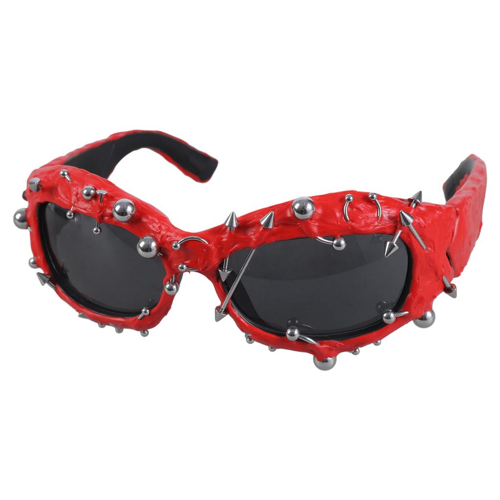 Stylish Rivet Studded Frame Sunglasses with Spikes Punk All Matching Cool Sun Glasses Popular PC Eyeglasses for Party