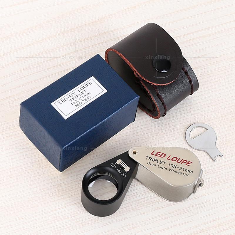 10x Antique Gem Appraisal Magnifier with 6 LED and 7 UV Lights