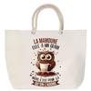 Sac De Plage - PLANETEE - La Mamoune Chouette Grain - Coton - Anse Corde - Imprimé En France
