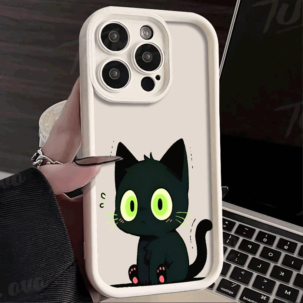 Cartoon Black Cat UV Print Phone Case For Xiaomi Redmi Note 14 13 12 11 10 9 8 7 Pro/Plus 4G 5G Shockproof Anti-Scratch Cover
