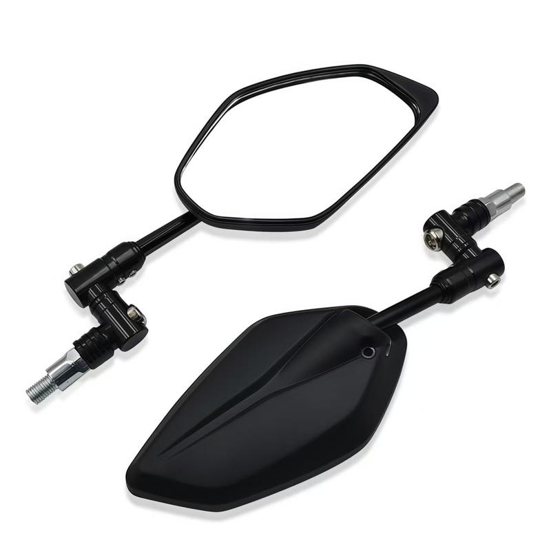 Motorcycle rearview mirrors black silver with adapter fit 10mm thread size ABS aluminum alloy rotating motorcycle side mirror