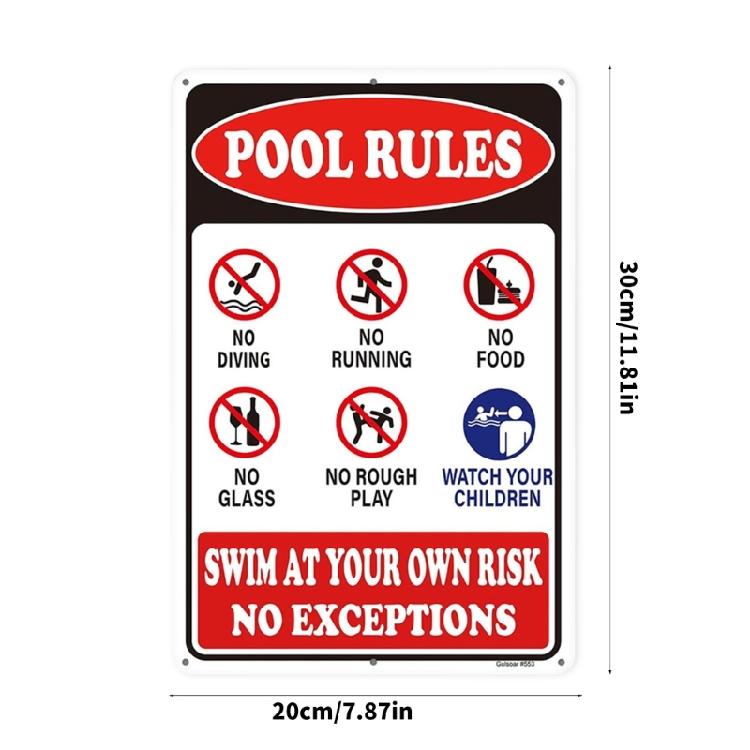 Swimming Pool Rules And Regulations Sign Warning Notice Board For Enhanced Safety Awareness Around Water Areas