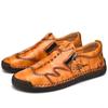 Men's Spring & Autumn Slip-On Fashionable Zipper Leather Loafers - Toe Design, Casual, Handmade, Large Sizes Available