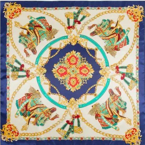 New Oil Painting Floral Print Women Silk Scarf Large Square Scarves Female Bandana Fashion Ladies Hijab Kerchief Scarves