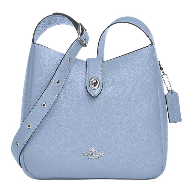 

COACH Hadley 25 Logo Adjustable Strap Leather Shoulder Bag Medium Women s Blue синій