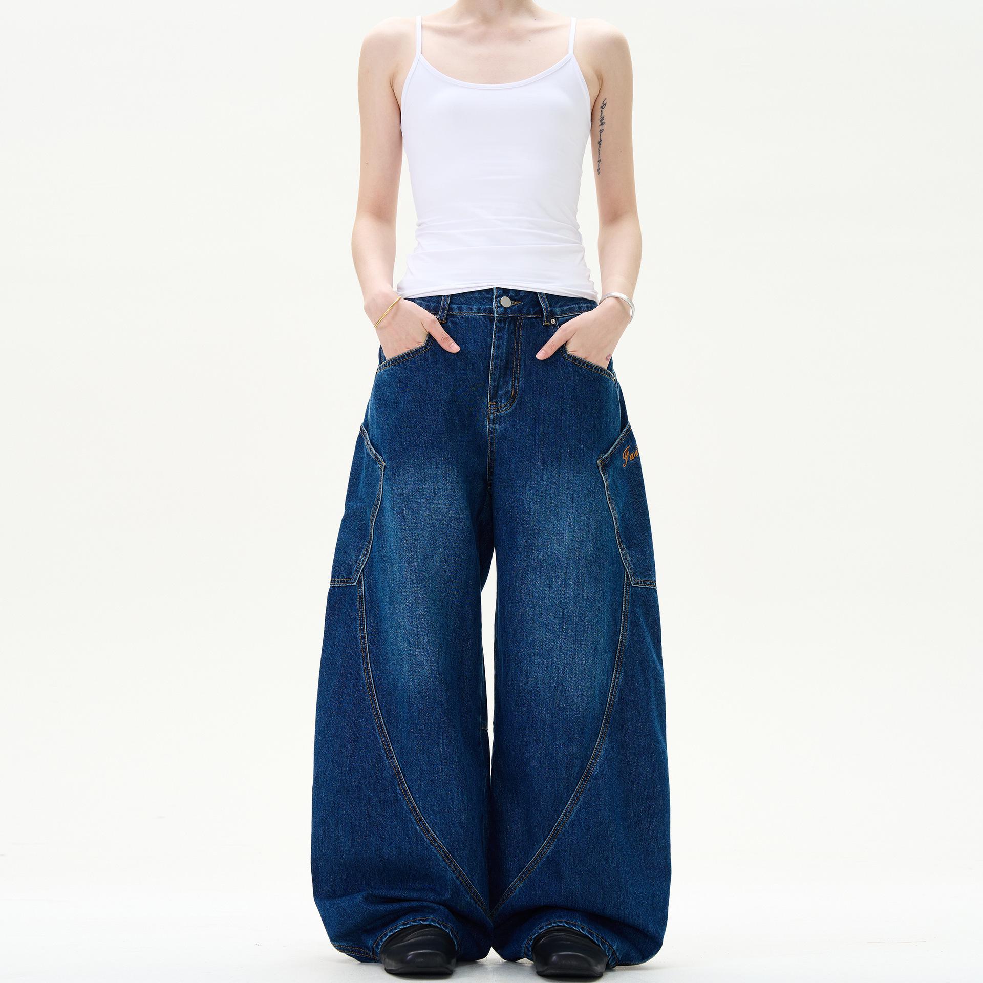 

American Retro Scimitar Jeans: Wide-Leg Loose Fit Trousers L