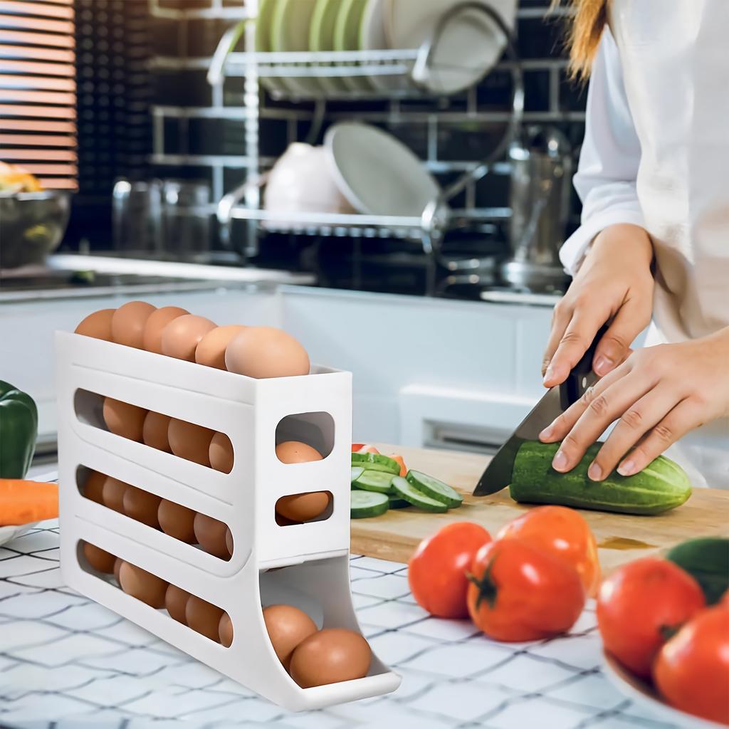 Automatic Rolling Egg Rack Space-Saving Refrigerator Side Door Egg Rack