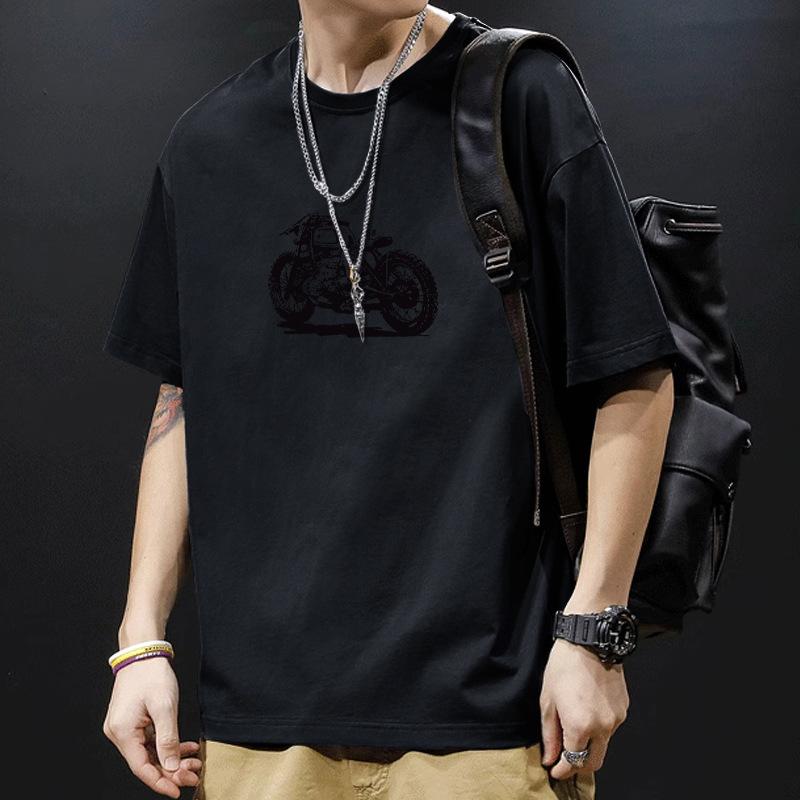 Cotton Short Sleeve T Shirt Black White Fashion All Match Breathable Summer Sport T-shirt Men Top