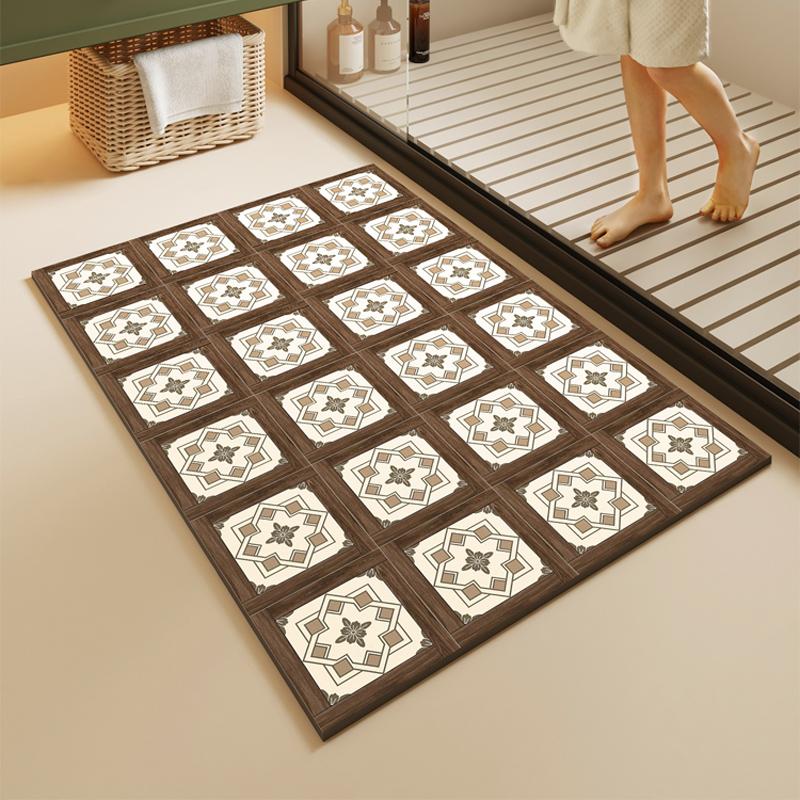 Diotomite Bathroom Bath Mat Super Absorbent Foot Mats Non-Slip Quick Dry Shower Carpet Toilet Rug Doormat Washable