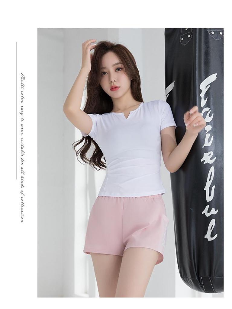 2023 V-Neck Slim Fit Yoga Top for Women - Breathable, Short-Sleeve Fitness & Running T-Shirt