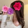 Red Flower Hair Clip Korean Style Bohemian Style Hair Clip Simple Rose Hairpin  Summer