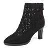 Spring and summer high heel single boots women's hollow mesh boots thick heel mesh cool boots Martin boots breathable mesh shoes pointed tip
