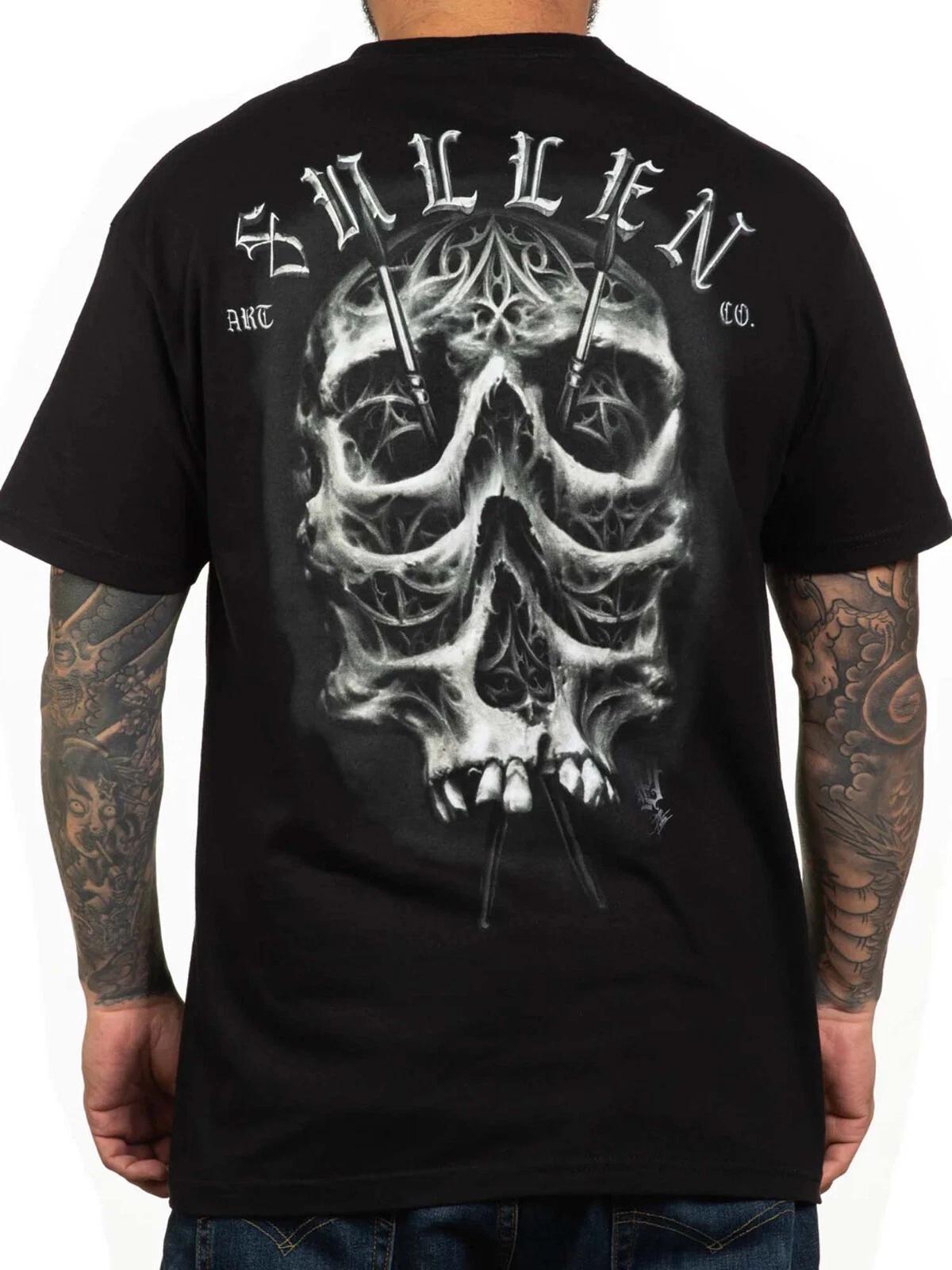 

Sullen Men s Prudente V Short Sleeve Standard T-shirt Tattoo Style Skull Tee M