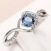 Huitan Delicate Women's Rings with Blue Cubic Zirconia Temperament Elegant Female Accessories for Wedding Engage Fashion Zircon