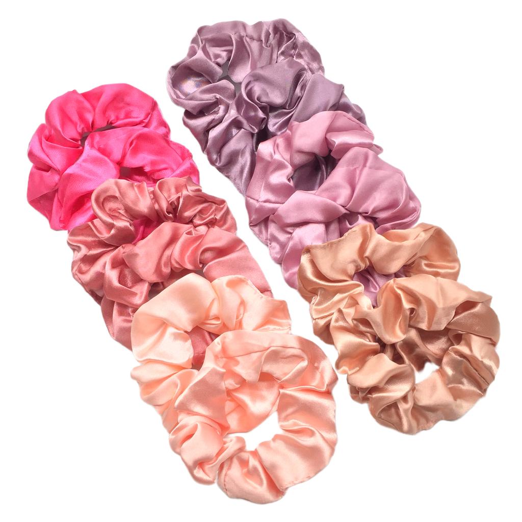 12pcs New Satin Fabric Sausage Loop Hair Rings Set Solid Colour Fabric Loop Hair Rope Hair Scrunchies Scrunchy Black Coffee
