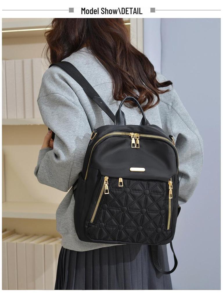 Women's Oxford Cloth Embroidered Backpack - Large Capacity, Fashionable, Perfect for Work and Commute