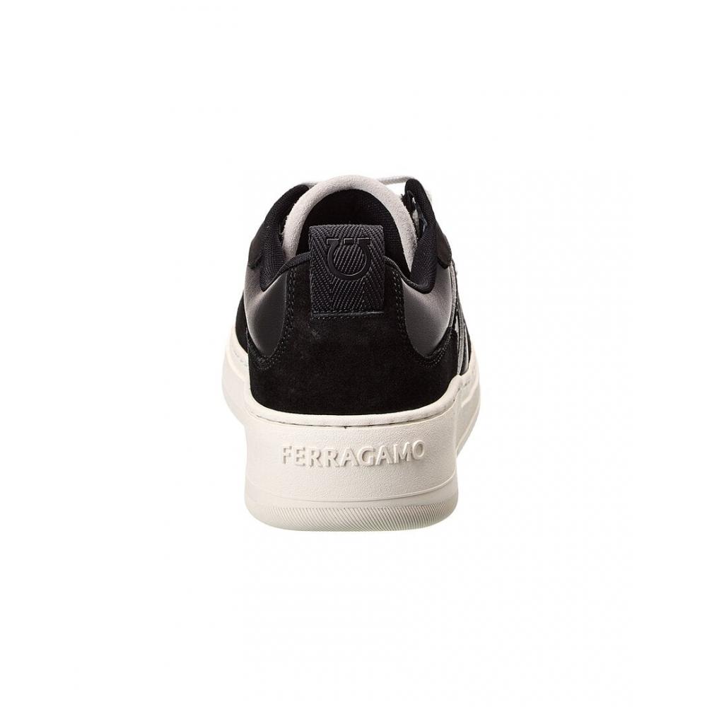 Salvatore Ferragamo Ferragamo Dania Leather   Suede Sneaker Black