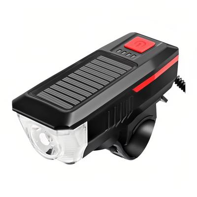 Rechargeable Solar Bike Lights, Night Ultra Bright Lights Headlight and Back Taillight with Electric Bell, Easy To Install , Road and Mountai