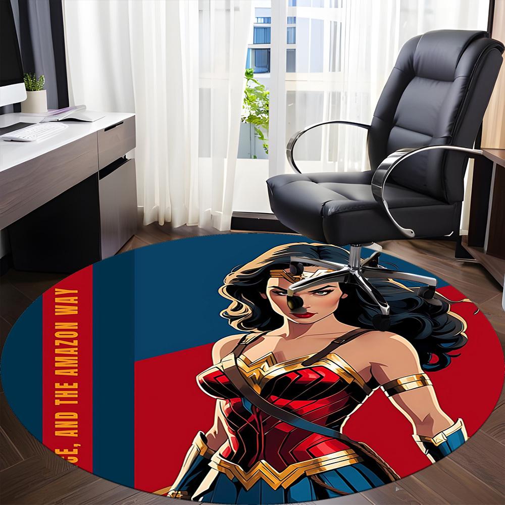 1pc Wonder Woman Office Round Area Rug, Under Office Chairs Bedroom Living Room Home Decor, Room Deco, Available in Various Sizes