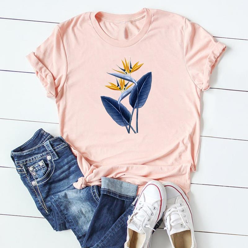 Blume Hübsches T-Shirt Oberteil Mode T-Shirt Kleidung 90er Süßer Stil Trend Lässig Kurzarm Damen Print Dame Weiblich Grafik T-Shirt