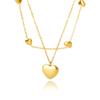 Multilayer Heart Necklaces For Women Stainless Steel Gold Color Evil Eye Pendant Chain Choker Necklace Wedding Jewerly Gift
