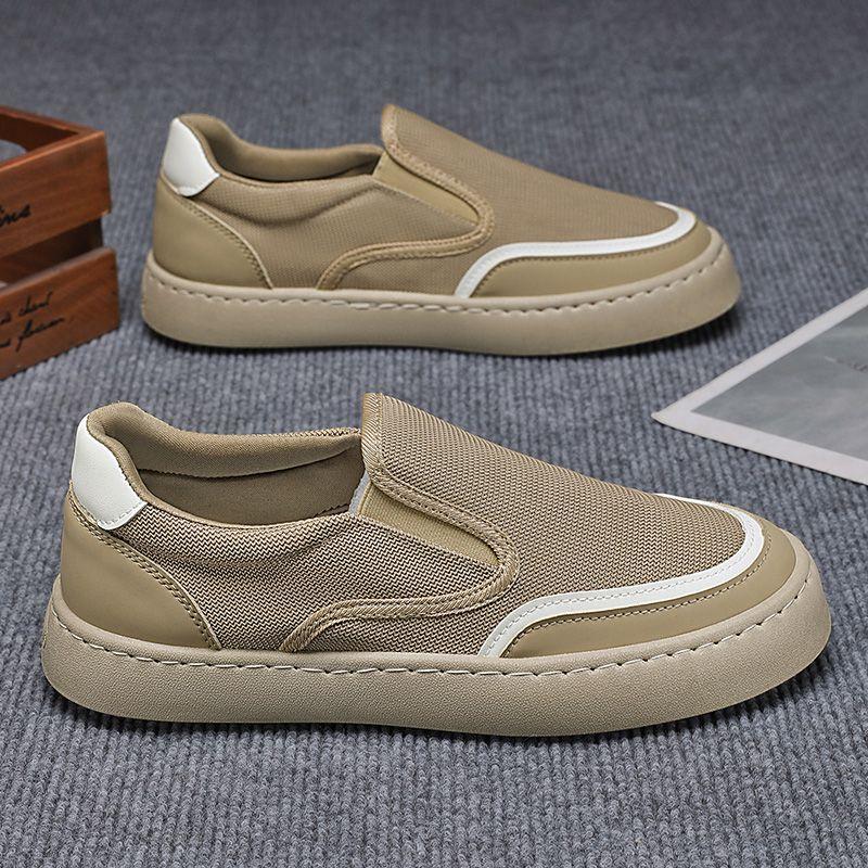 Fashion Breathable Men's Cloth Shoes Lightweight Summer Outdoor Non Slip Casual Flats Vintage Fashion Slip on Comfortable Canvas Shoes