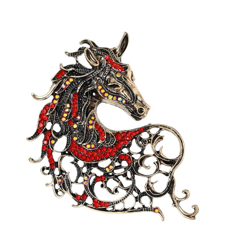 Unique Vintage Horse Head Brooch Elegant Fashion Chest Pin Badge Jewelry Clothing Accessory For Women Men