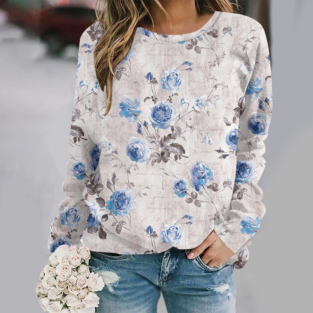 2025 Φθινόπωρο και χειμώνας νέα μόδα στρογγυλή λαιμόκοψη μακρυμάνικο τυπωμένο κομψό casual φαρδύ φούτερ