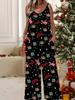 Women's Fashion Jumpsuit, Plus Size Clothing Daily Casual Fashion Wear, Graphic Christmas Printing Design,  Party Parties, Christmas Clothing