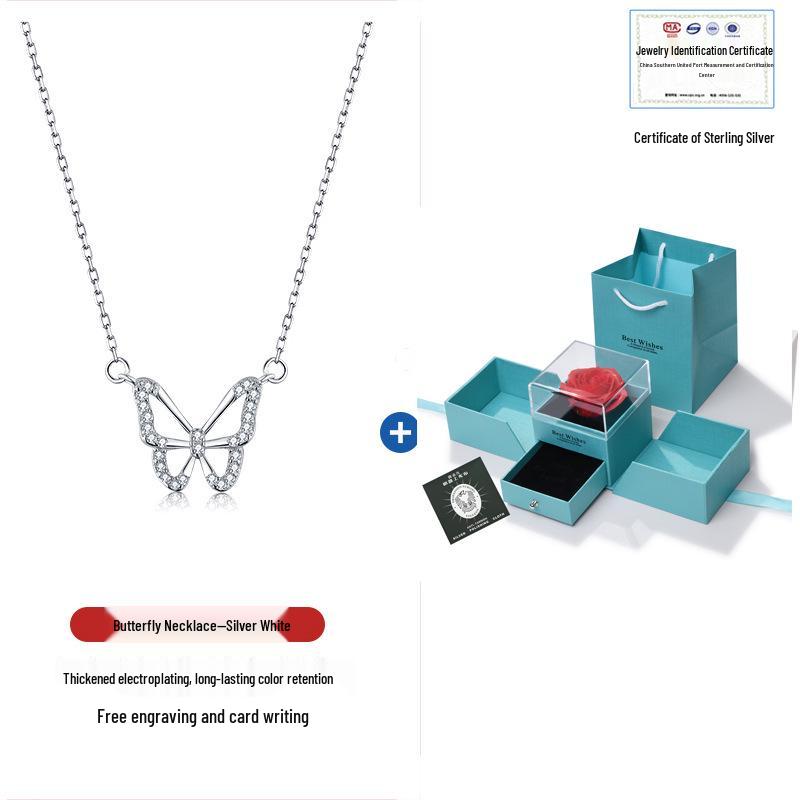 Sterling Silver Butterfly Necklace for Women - Elegant Gift for Birthdays or Christmas 2023