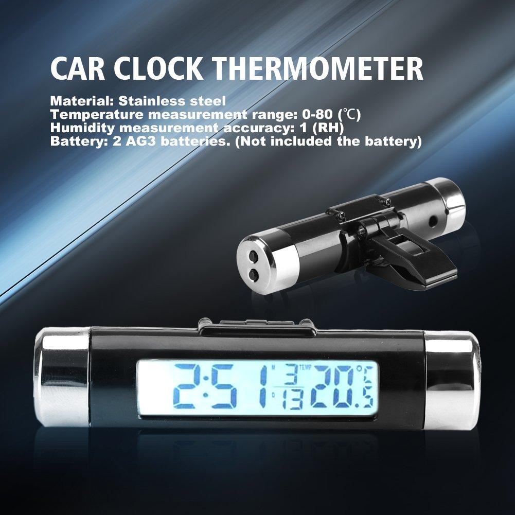 Car interior and exterior thermometer, digital time thermometer, car clock,