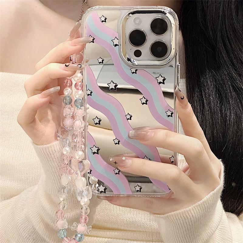 Zhitai Apple 15 iPhone 14 Three-in-One Mirror Phone Case for 16 Pro Max - Ins Style