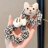 Autumn & Winter Cute Cat Eating Fish Doll Plaid Headband & Cartoon Hair Rope Accessories