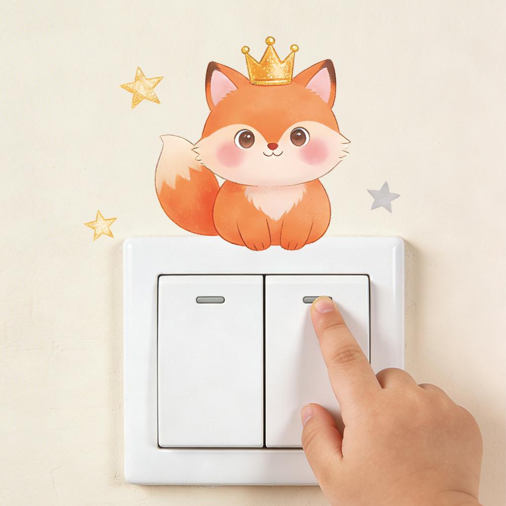 Cartoon Cute Animal Bedroom and Dining Room Background Switch Decoration Stickers