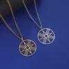 New Titanium Steel Necklace Women's Versatile High-end Hollow Four-pointed Star Round Brand Diy Pendant Jewelry