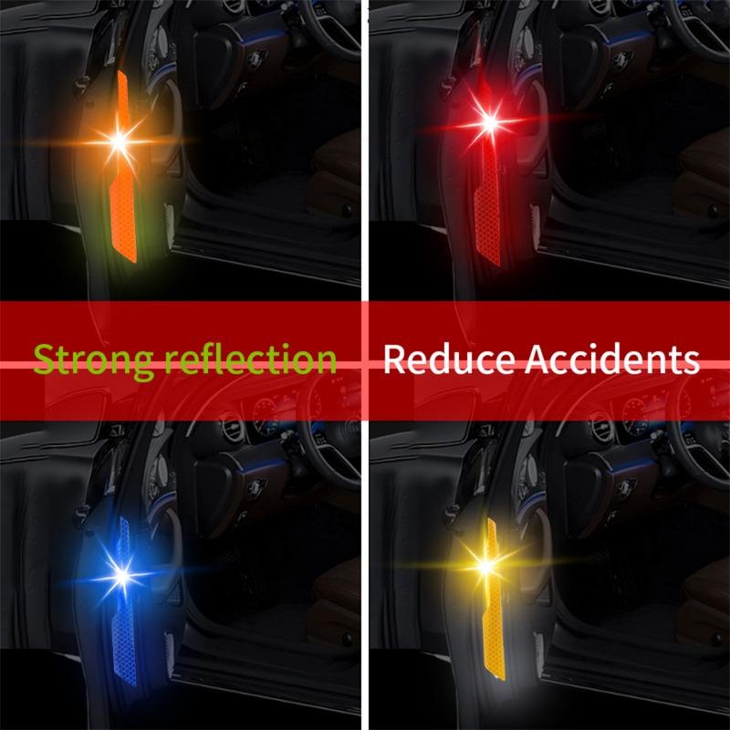 Car Reflective Warning Stickers Auto Front Rear Bumpers Reflective Strips Motorcycle Helmet Warning Decal Door Opening Reflector