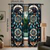 2-Piece Southwest Tribal Horse Dreamcatcher Pattern Curtains - Modern Polyester Pongee Semi-Sheer Window Drapes for Living Room