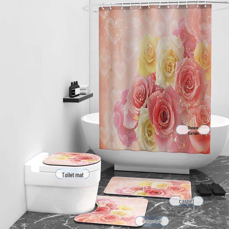 LISM Floral Rose Shower Curtain
