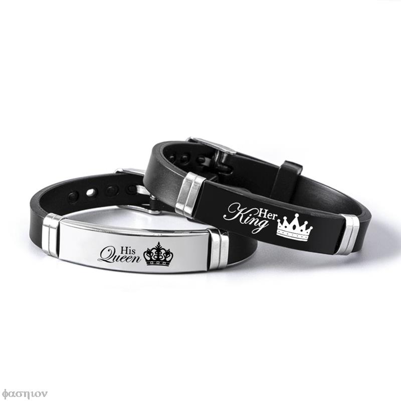 

2 шт./компл., Корона из нержавеющей стали, ее король, его королева, модный спортивный силиконовый браслет для пары, унисекс, браслеты для влюбленных, подарок