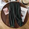 Pantaloni a Quadretti Arlecchino Estivi da Donna in Cotone e Lino Stile Letterario Retrò Sezione Sottile Casual Larghi Pantaloni a Nove Quarti